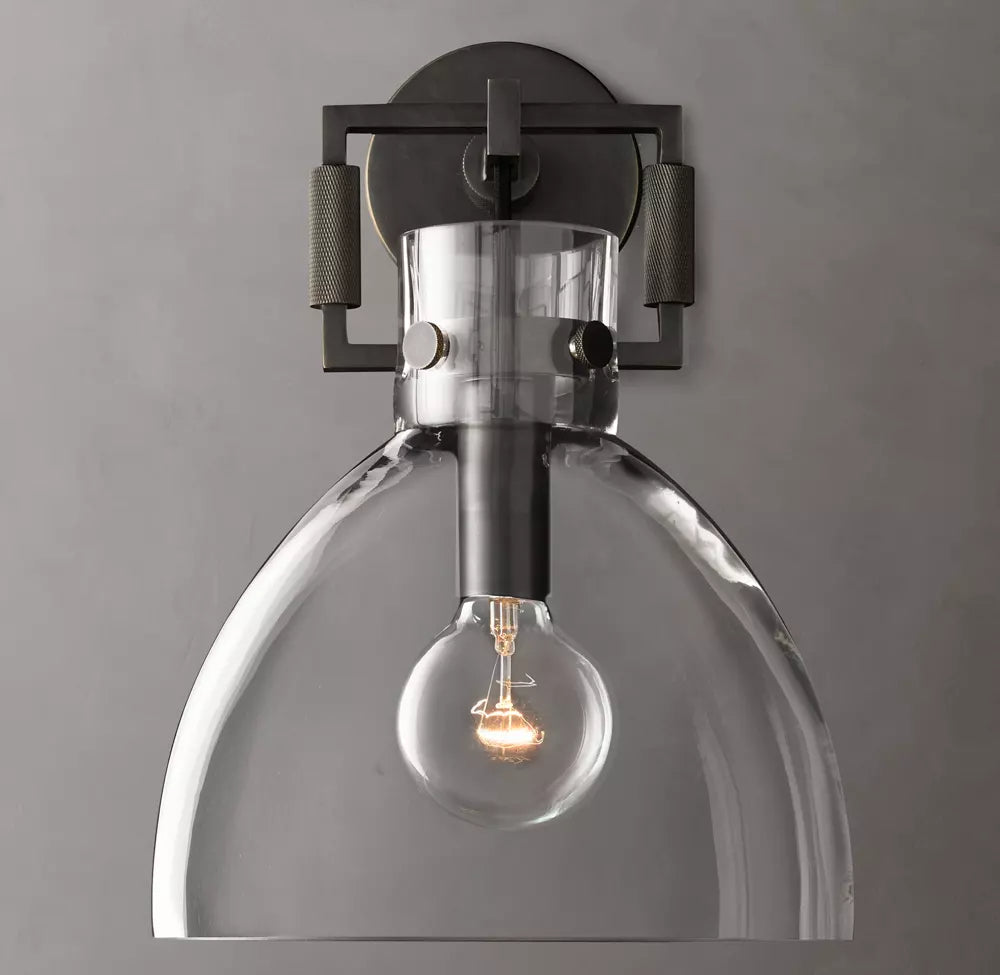 Machinist Glass Cloche Wall Sconce
