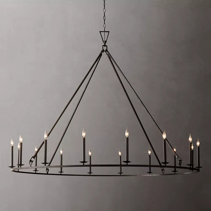 19Th C. Brass Round Chandelier