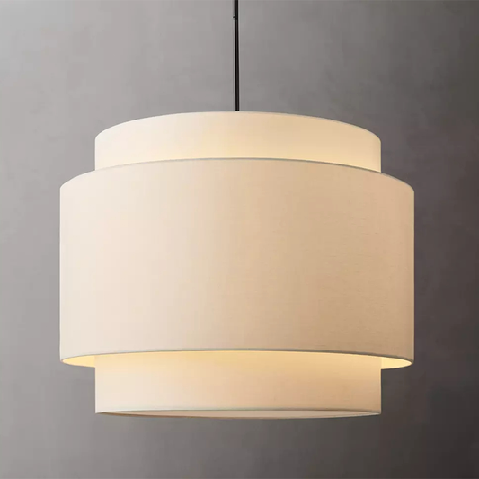 Layered Linen Drum Pendant Light
