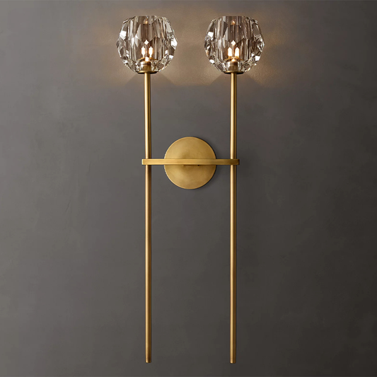 Large Double Clear Glass Wall Sconce