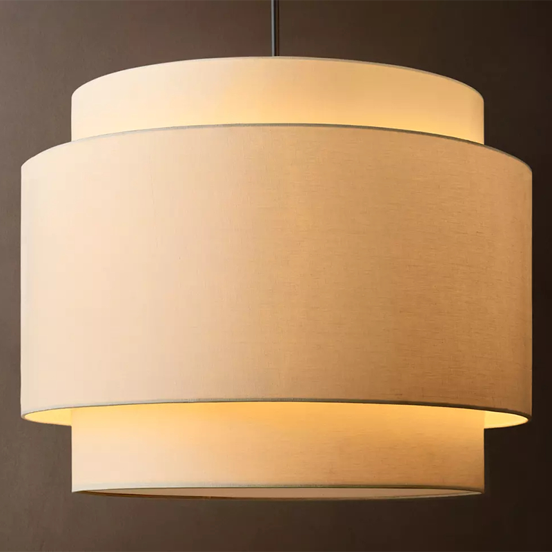Layered Linen Drum Pendant Light