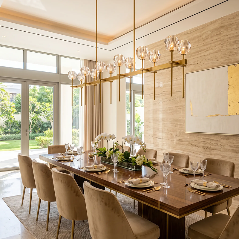 Crystal Ball Double Glass Linear Chandelier