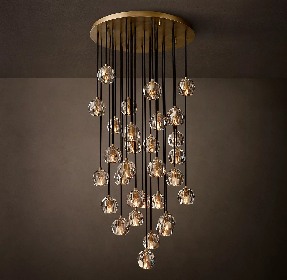 Clear Glass Round Cluster Chandelier