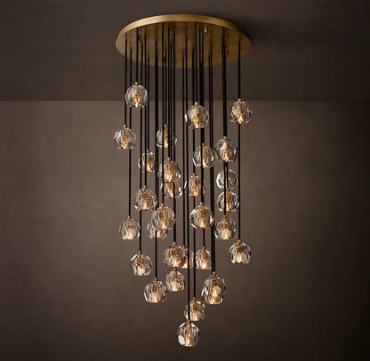 Clear Glass Round Cluster Chandelier