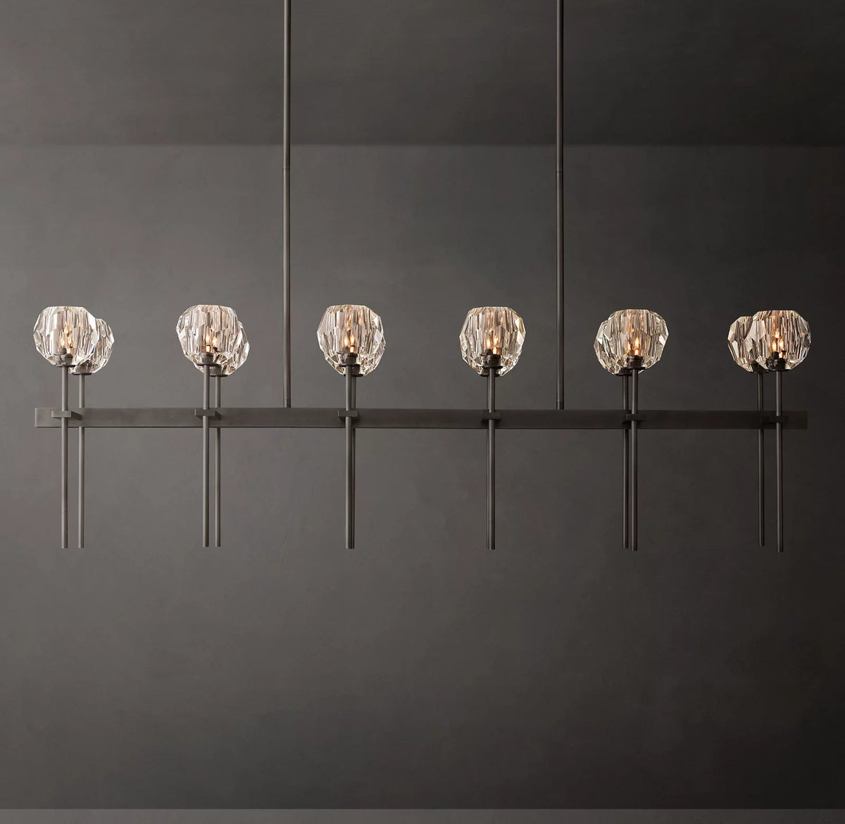 Crystal Ball Double Glass Linear Chandelier