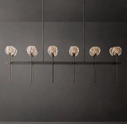 Crystal Ball Double Glass Linear Chandelier