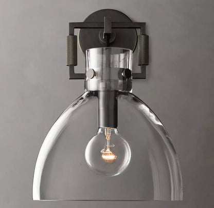 Machinist Glass Cloche Wall Sconce