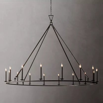 19Th C. Brass Round Chandelier