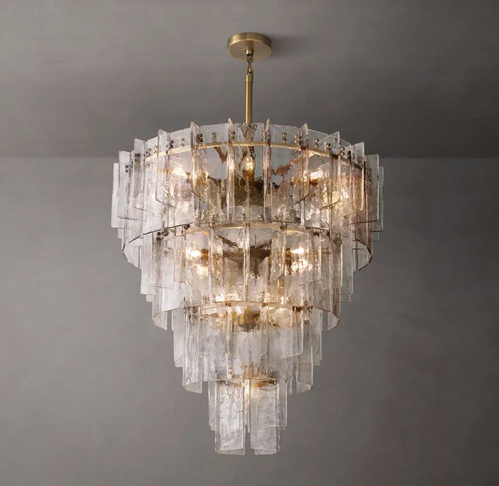 Lattice Tiered Glass Round Chandelier