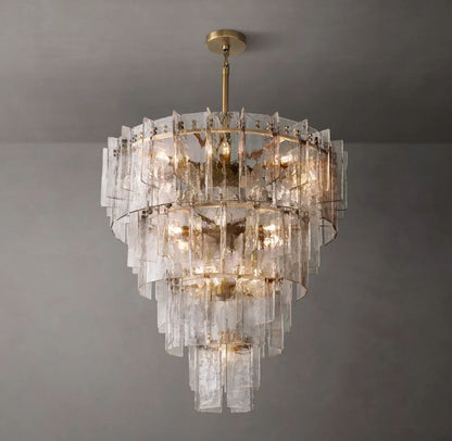 Lattice Tiered Glass Round Chandelier