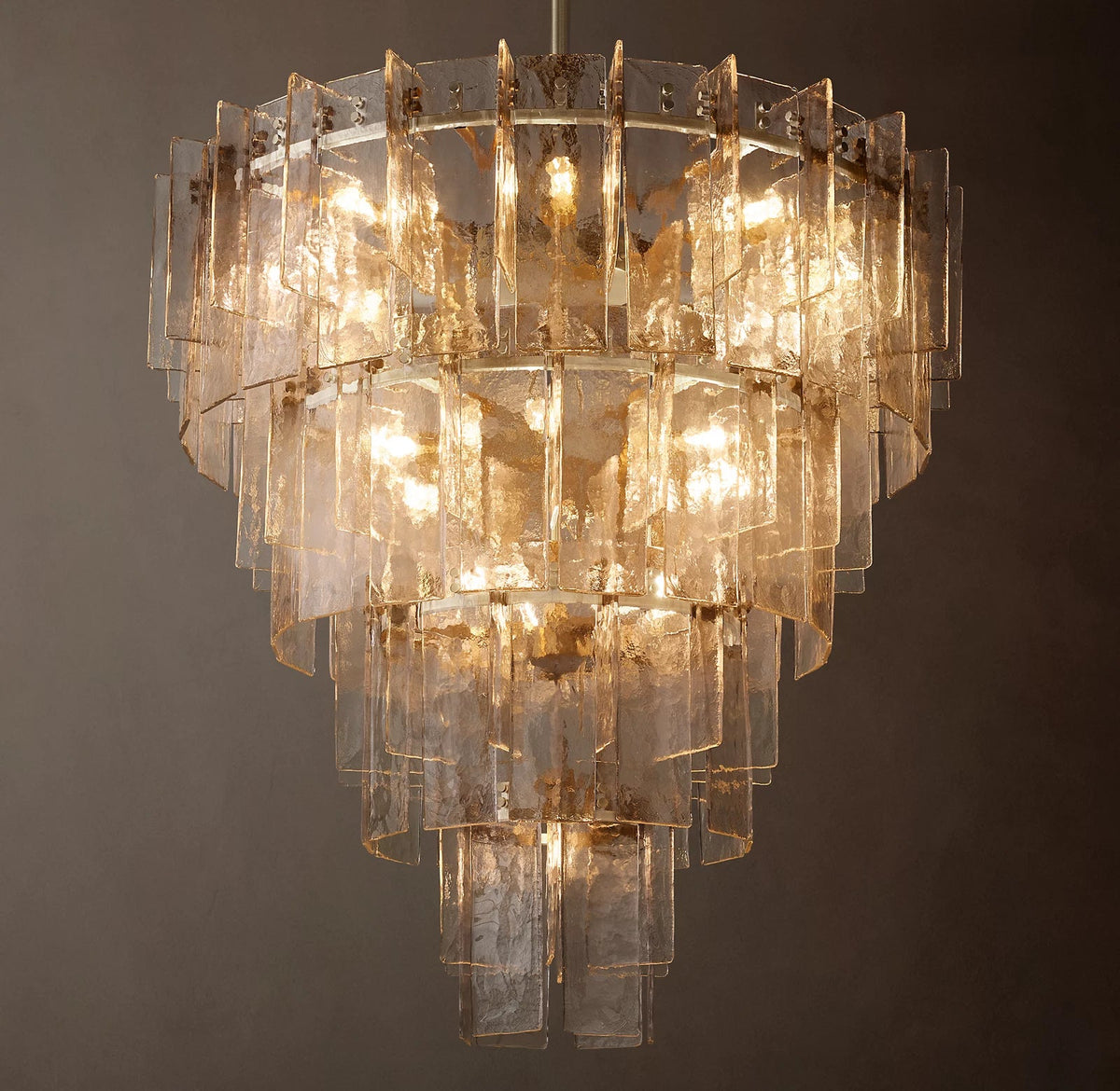 Lattice Tiered Glass Round Chandelier
