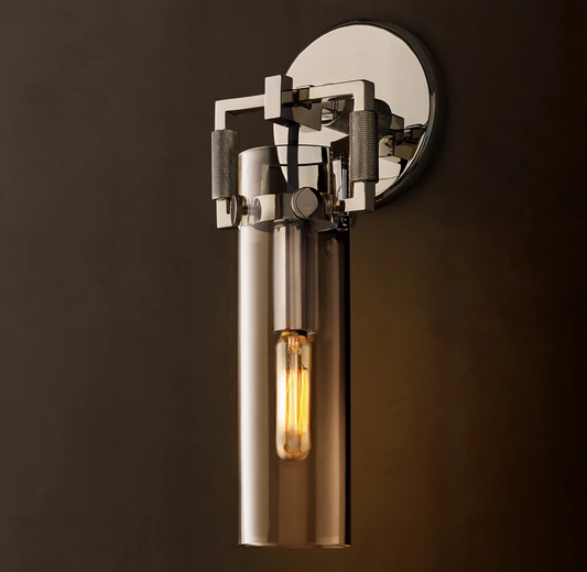 Machinist Glass Cylinder Wall Sconce