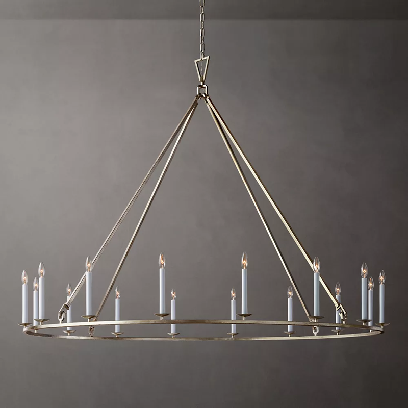 19Th C. Brass Round Chandelier