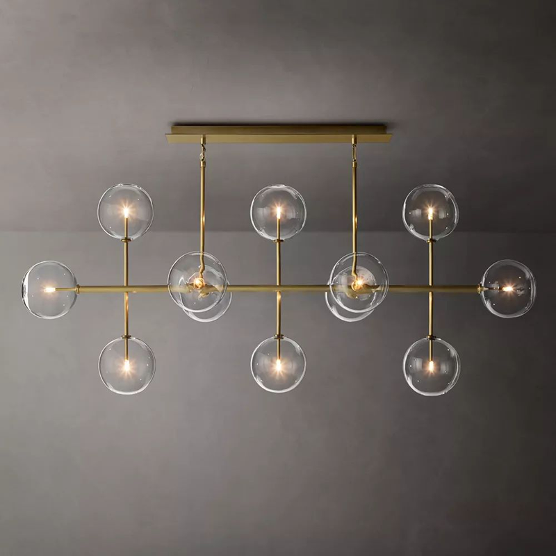 Glass Globe Linear Chandelier