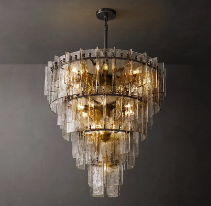 Lattice Tiered Glass Round Chandelier