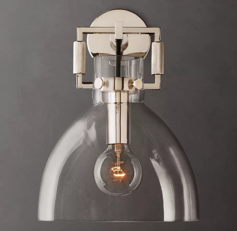 Machinist Glass Cloche Wall Sconce
