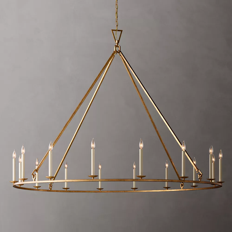19Th C. Brass Round Chandelier