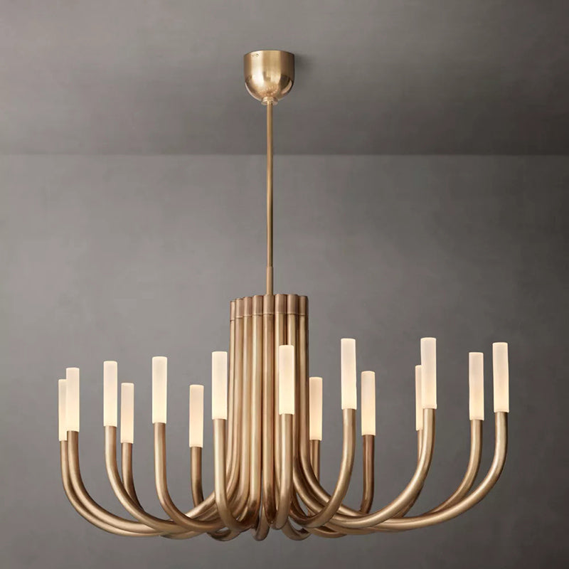 Modern Brass Curved Chandelier