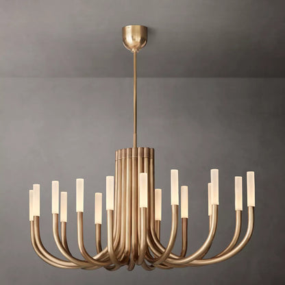 Modern Brass Curved Chandelier