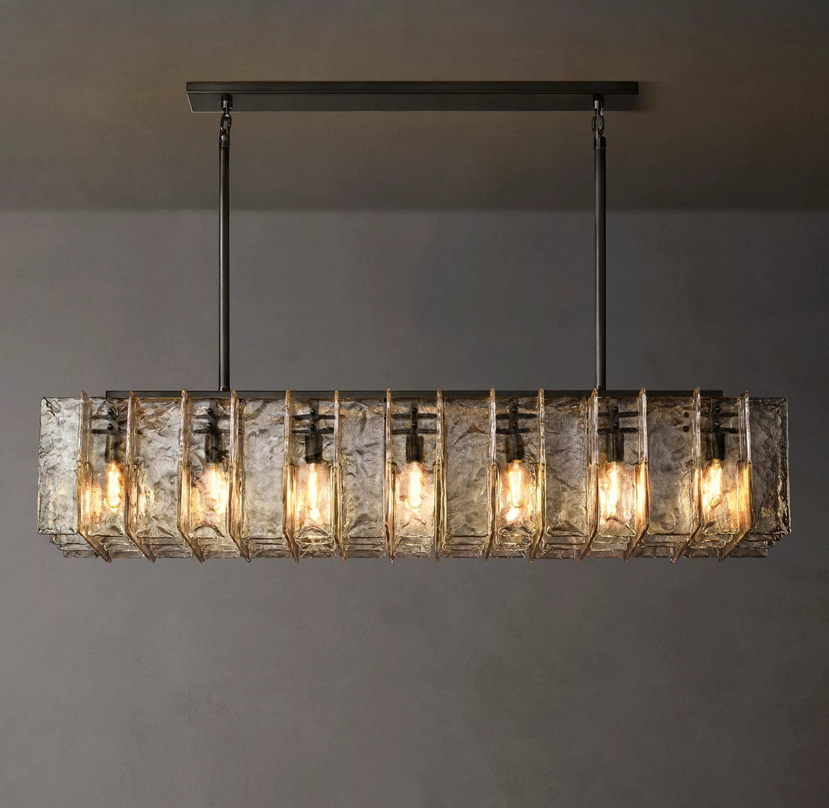 Lattice Rectangular Glass Chandelier