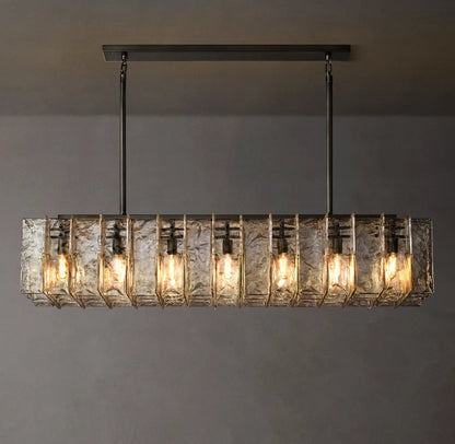 Lattice Rectangular Glass Chandelier