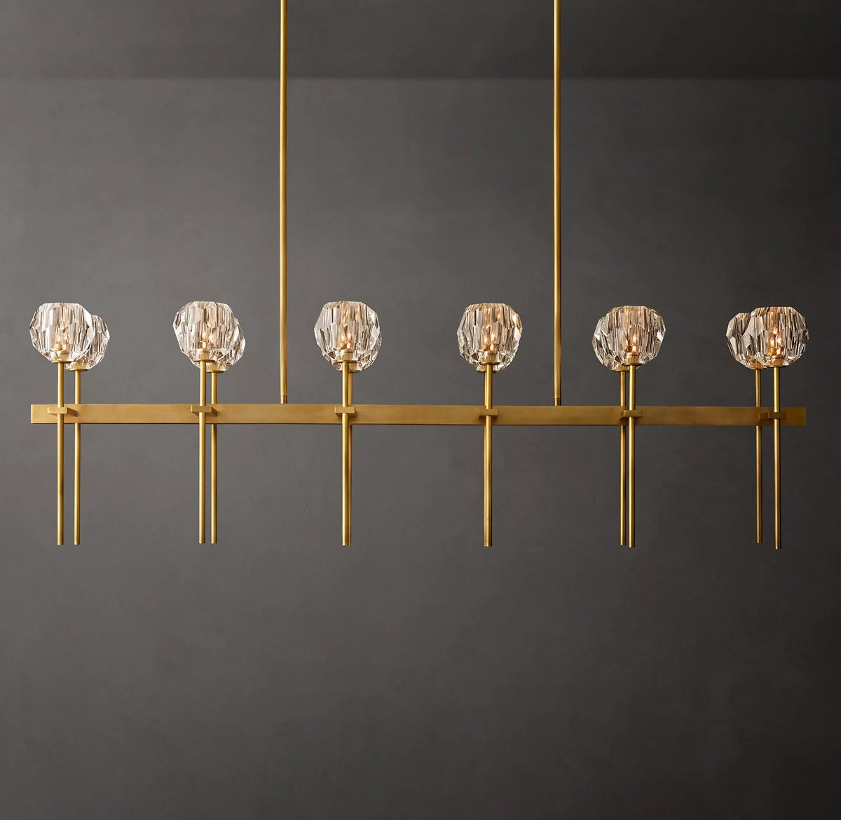 Crystal Ball Double Glass Linear Chandelier