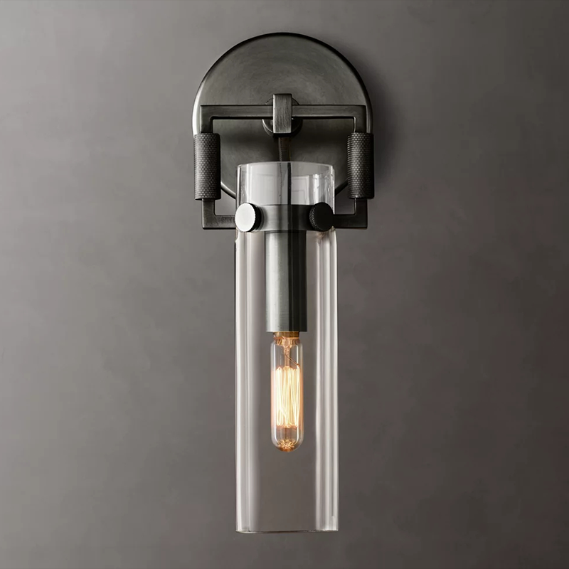 Machinist Glass Cylinder Wall Sconce