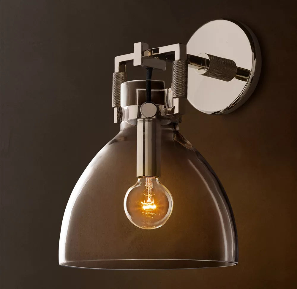 Machinist Glass Cloche Wall Sconce
