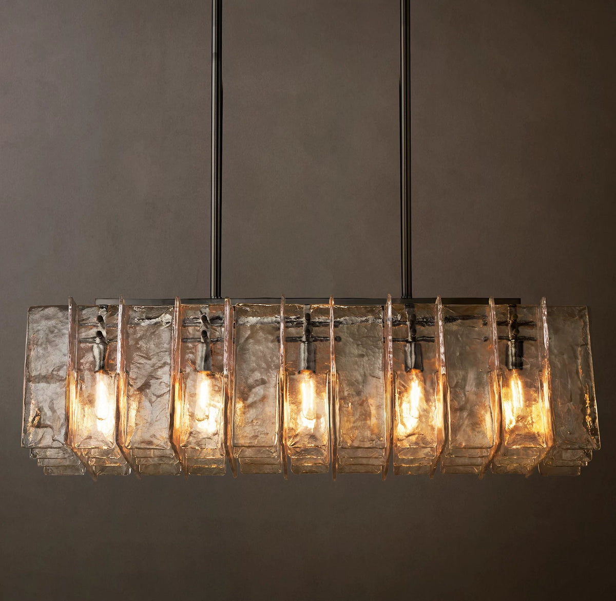 Lattice Rectangular Glass Chandelier