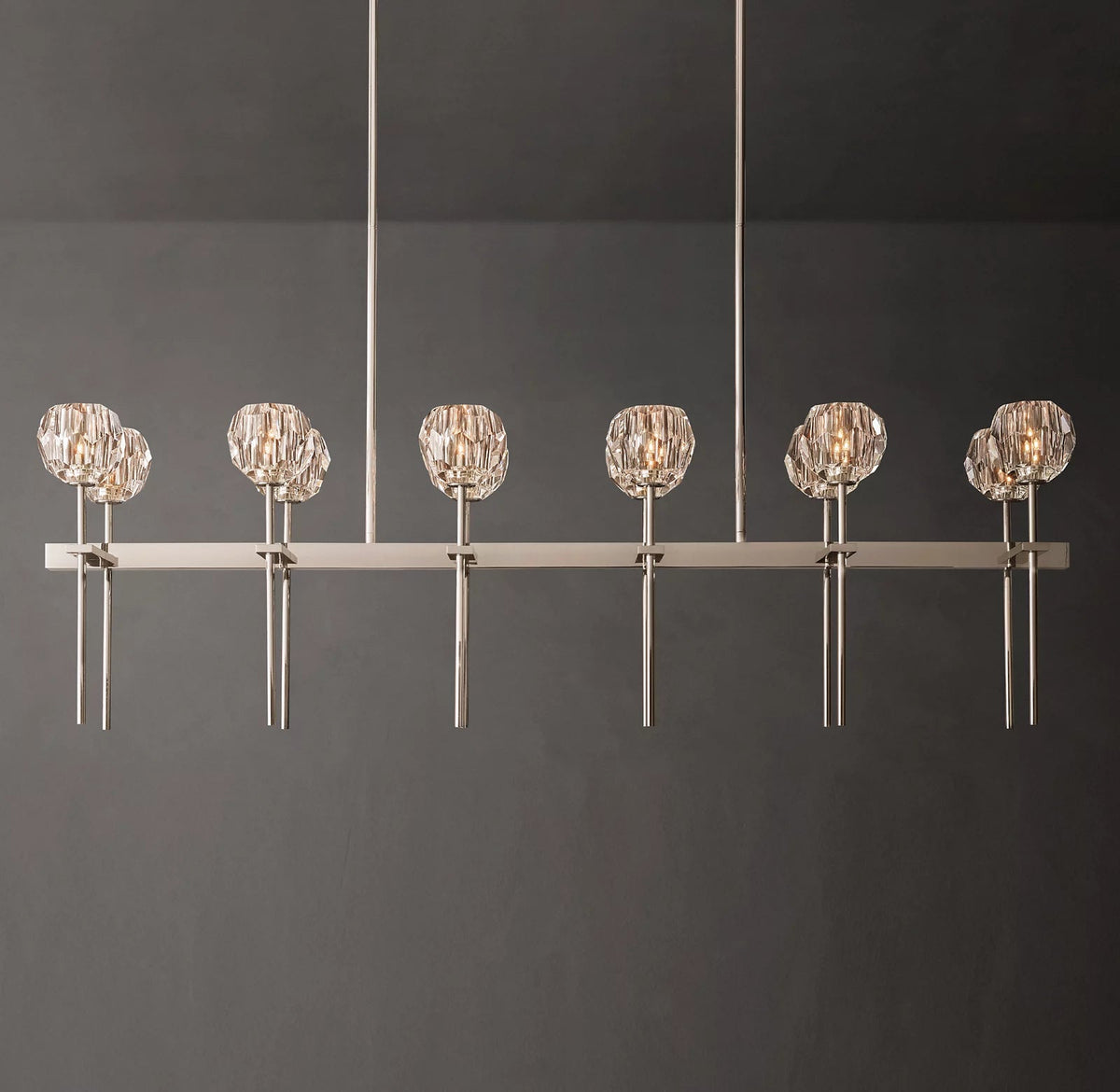 Crystal Ball Double Glass Linear Chandelier