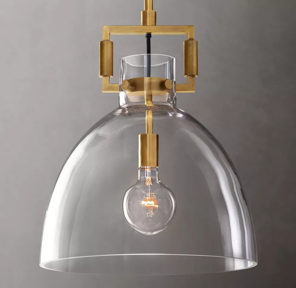 Machinist Glass Cloche Pendant Light