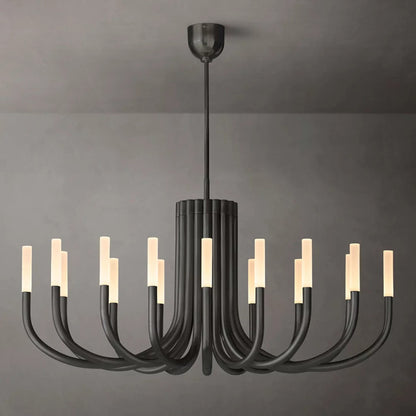 Modern Brass Curved Chandelier