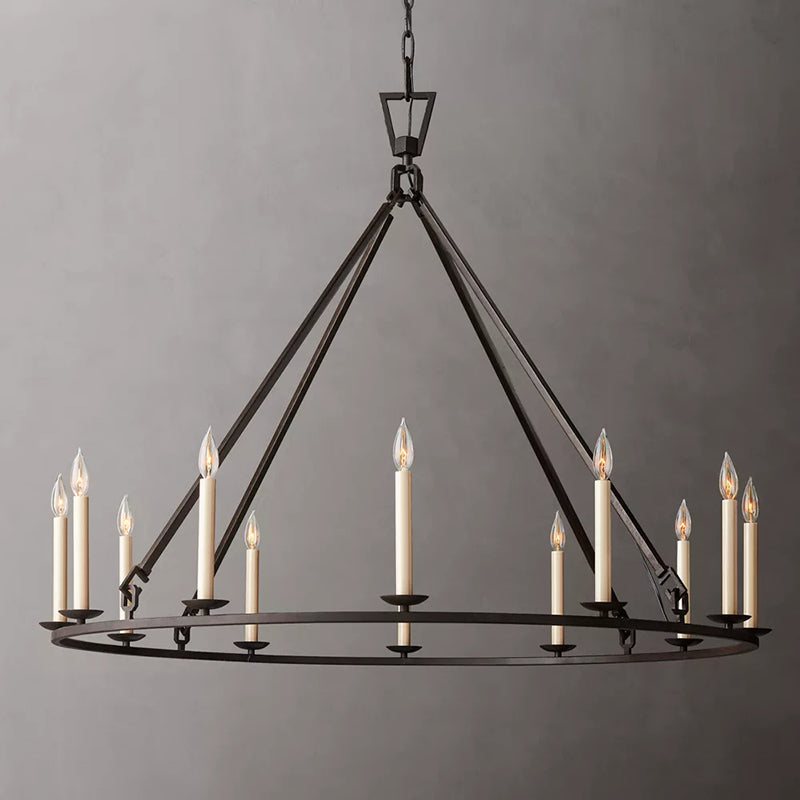 19Th C. Brass Round Chandelier