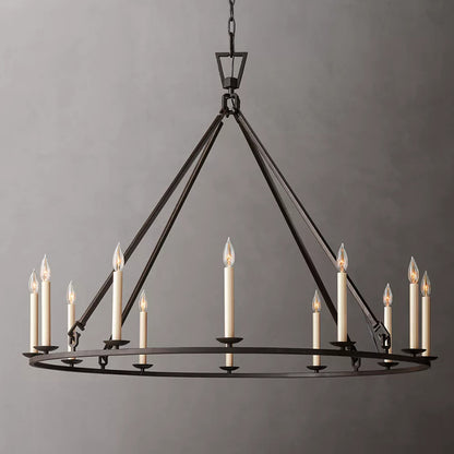 19Th C. Brass Round Chandelier