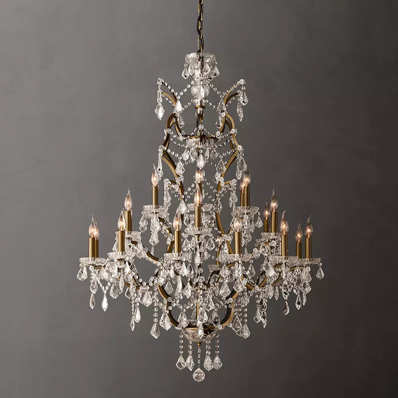 Rococo Iron Crystal Round Chandelier