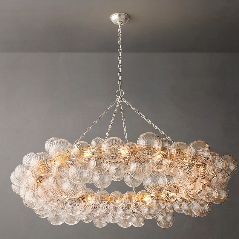 Ribbed Glass Globe Chandelier