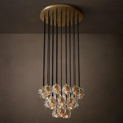 Clear Glass Round Cluster Chandelier