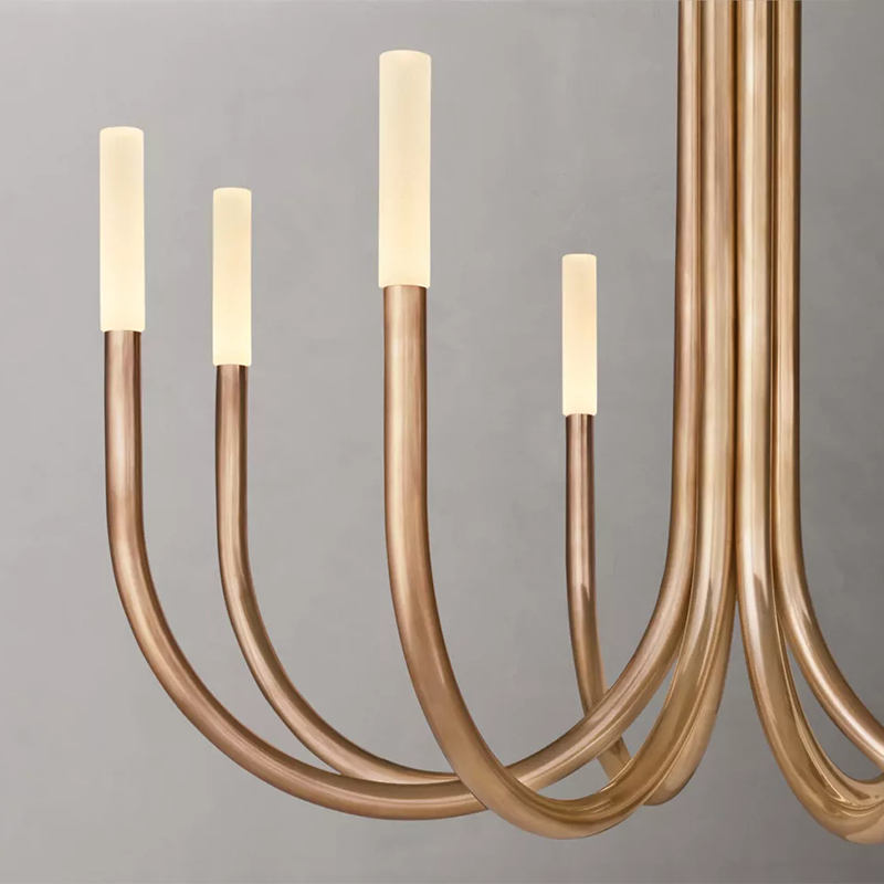 Modern Brass Curved Chandelier