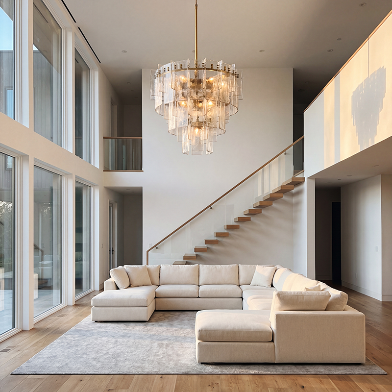 Lattice Tiered Glass Round Chandelier