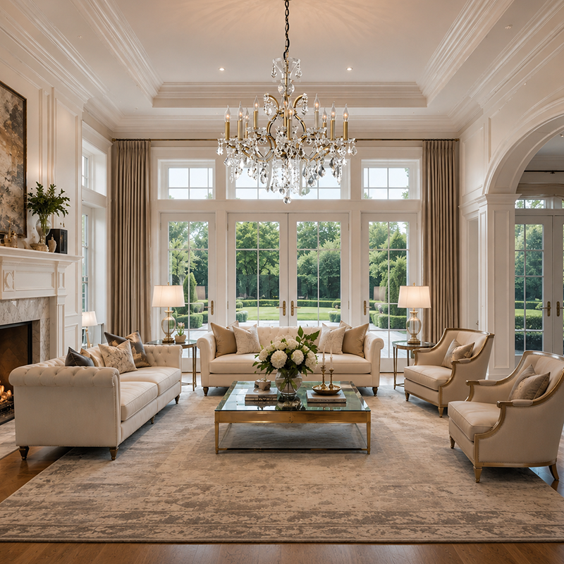 Rococo Iron Crystal Round Chandelier