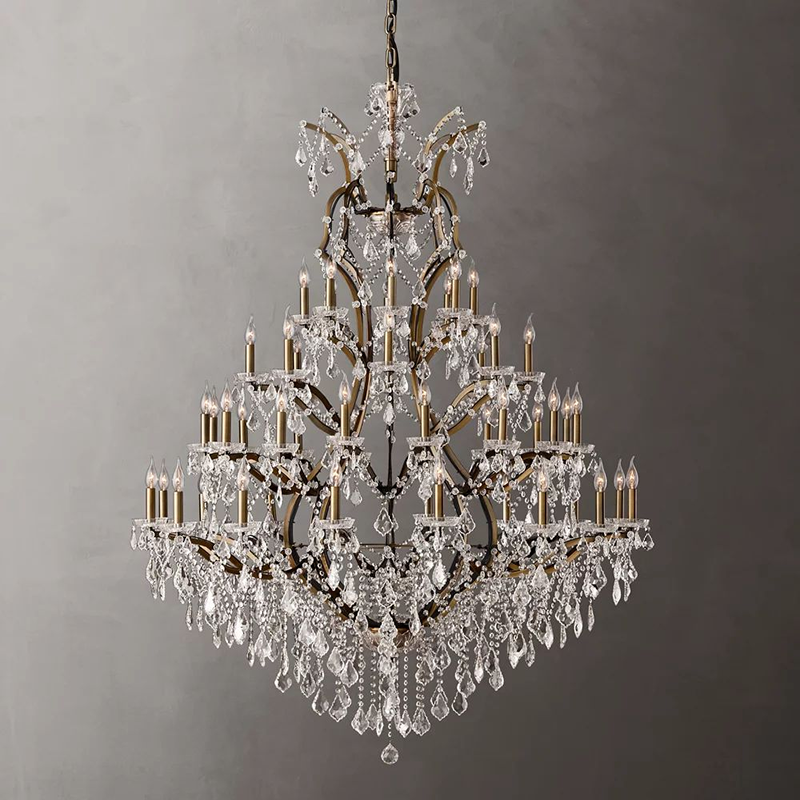 Rococo Iron Crystal Round Chandelier