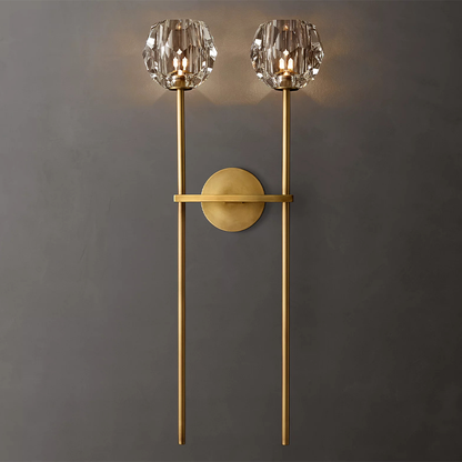 Large Double Clear Glass Wall Sconce