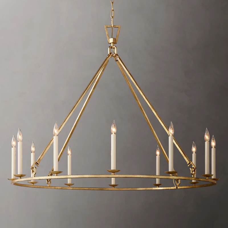 19Th C. Brass Round Chandelier