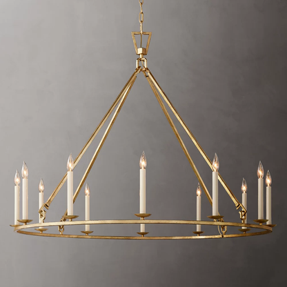 19Th C. Brass Round Chandelier