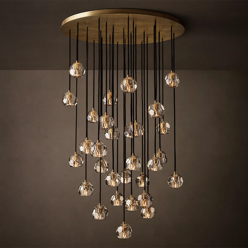 Clear Glass Round Cluster Chandelier