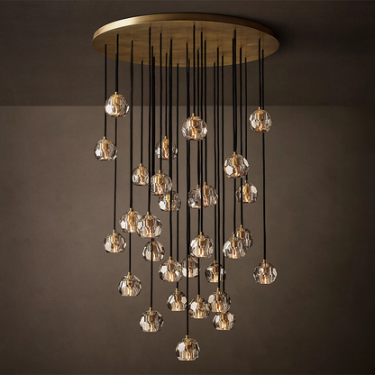 Clear Glass Round Cluster Chandelier
