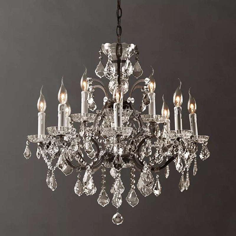 Rococo Iron Crystal Round Chandelier