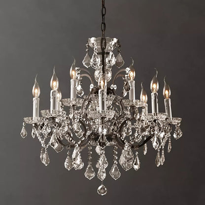 Rococo Iron Crystal Round Chandelier