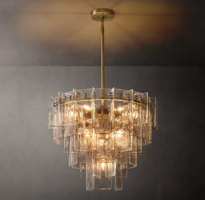 Lattice Tiered Glass Round Chandelier