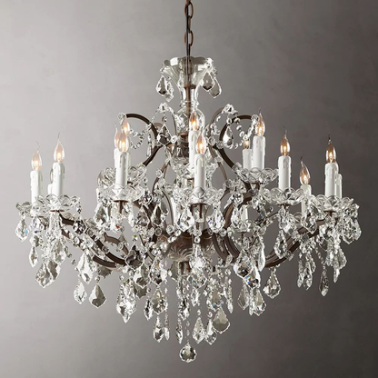 Rococo Iron Crystal Round Chandelier